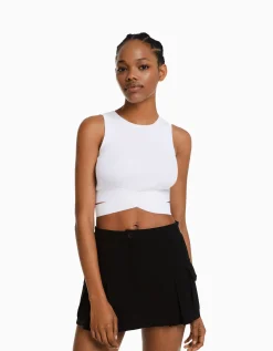 BERSHKA Minijupe tailoring cargo poches Kaki Online