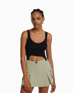 BERSHKA Minijupe tailoring cargo poches Kaki Store