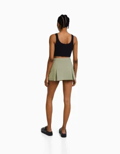 BERSHKA Minijupe tailoring cargo poches Kaki Store