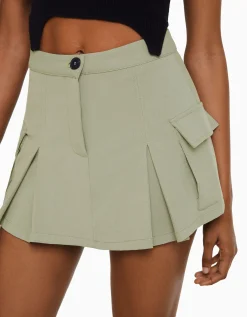 BERSHKA Minijupe tailoring cargo poches Kaki Store