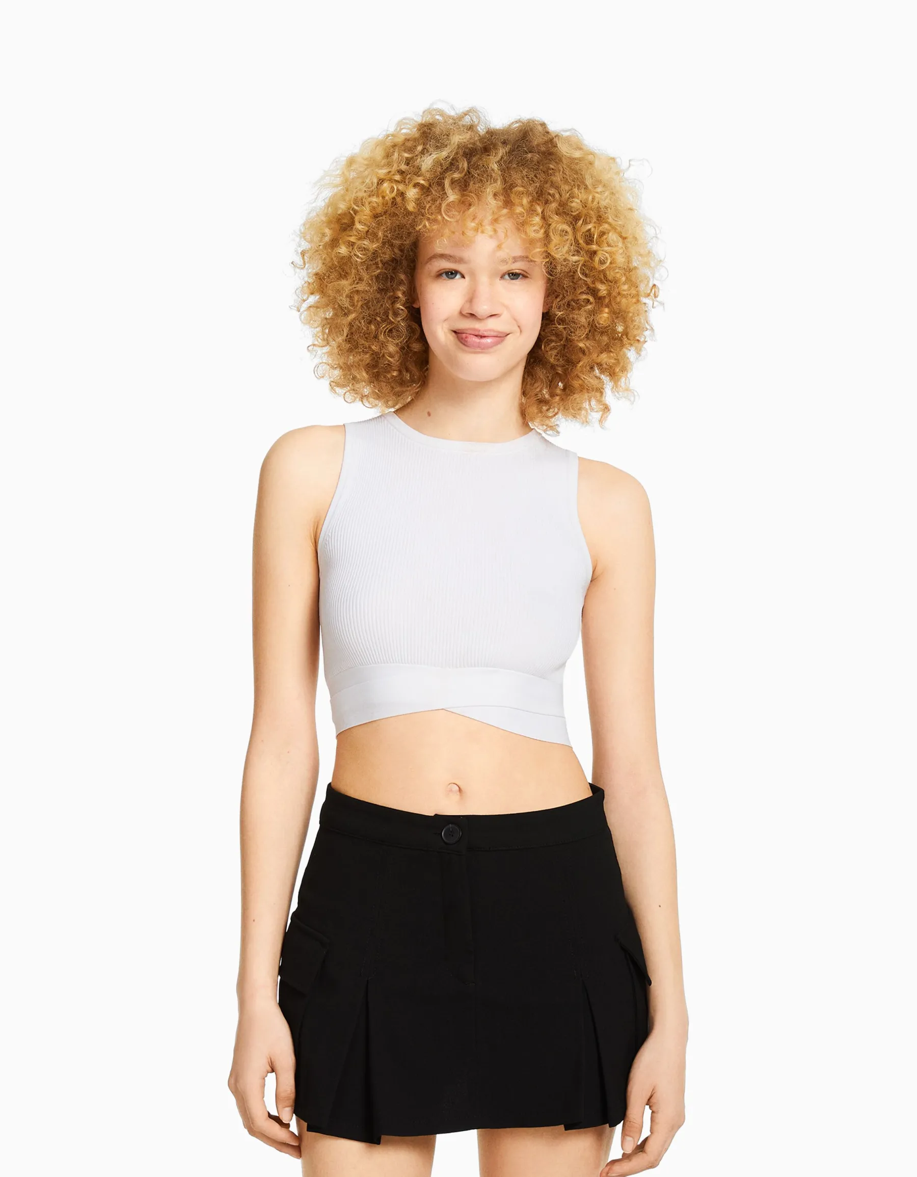 BERSHKA Mini-jupe tailoring cargo poches Noir Fashion