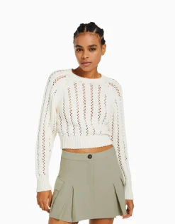 BERSHKA Mini-jupe tailoring cargo poches Kaki Best