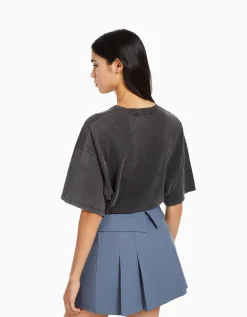 BERSHKA Minijupe tailoring plissée Noir Hot