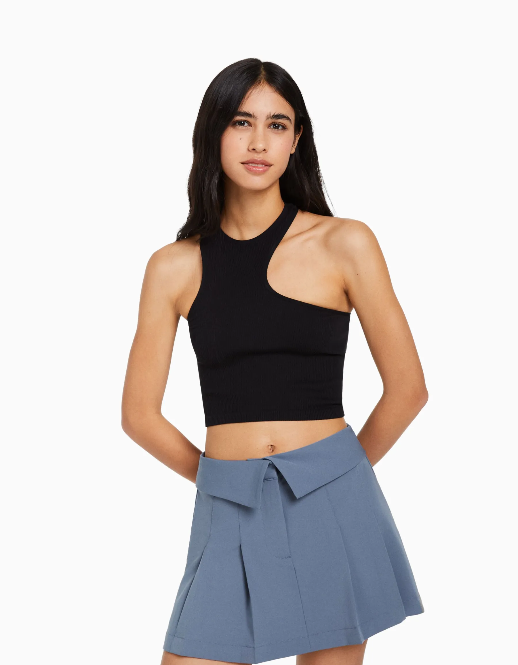 BERSHKA Minijupe tailoring plissée Noir Store