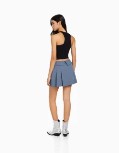 BERSHKA Minijupe tailoring plissée Noir Store