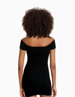 BERSHKA Mini-robe Bardot Noir Store