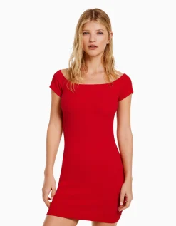 BERSHKA Mini-robe Bardot Blanc Store
