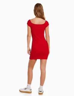 BERSHKA Mini-robe Bardot Blanc Store