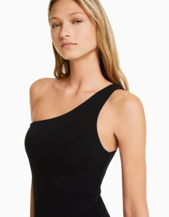 BERSHKA Mini-robe bretelle asymétrique Beige Online