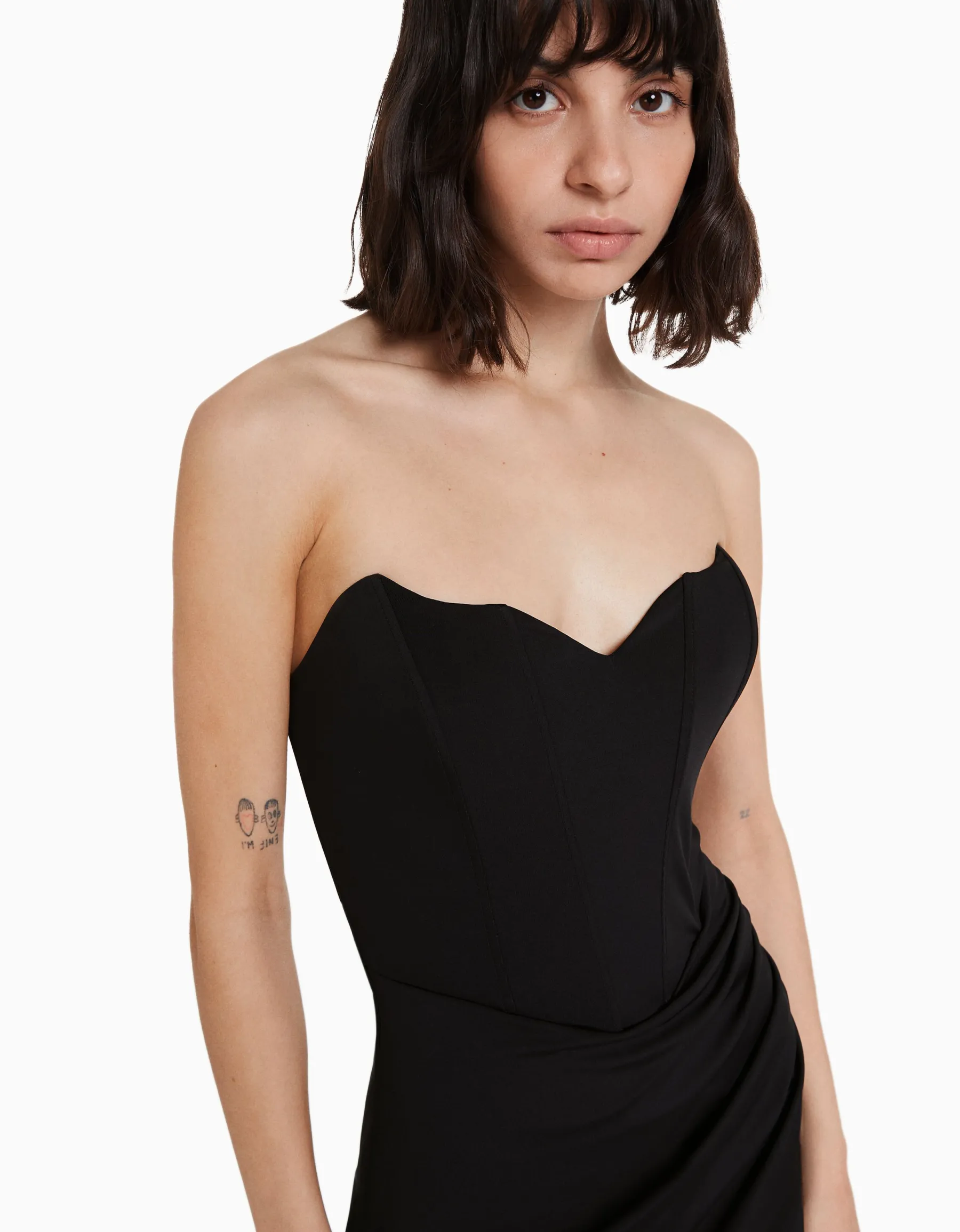 BERSHKA Mini-robe corset portefeuille Noir Shop