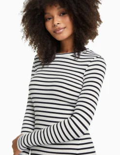 BERSHKA Mini-robe manches longues bord-côte Blanc cassé Online