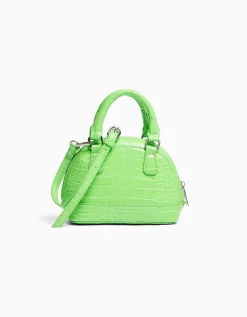 BERSHKA Mini-sac anse imitation croco Vert Cheap