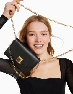 BERSHKA Mini-sac épaule carré détail Écru Cheap