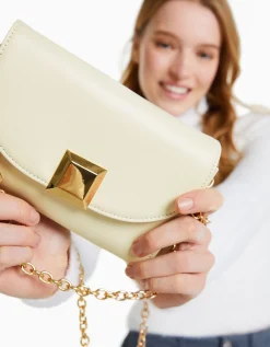 BERSHKA Mini-sac épaule carré détail Écru New