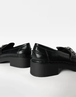 BERSHKA Mocassins avec chaîne Noir Cheap