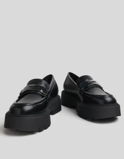 BERSHKA Mocassins détail métallisé Noir Cheap