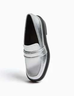BERSHKA Mocassins métallisés Noir Cheap