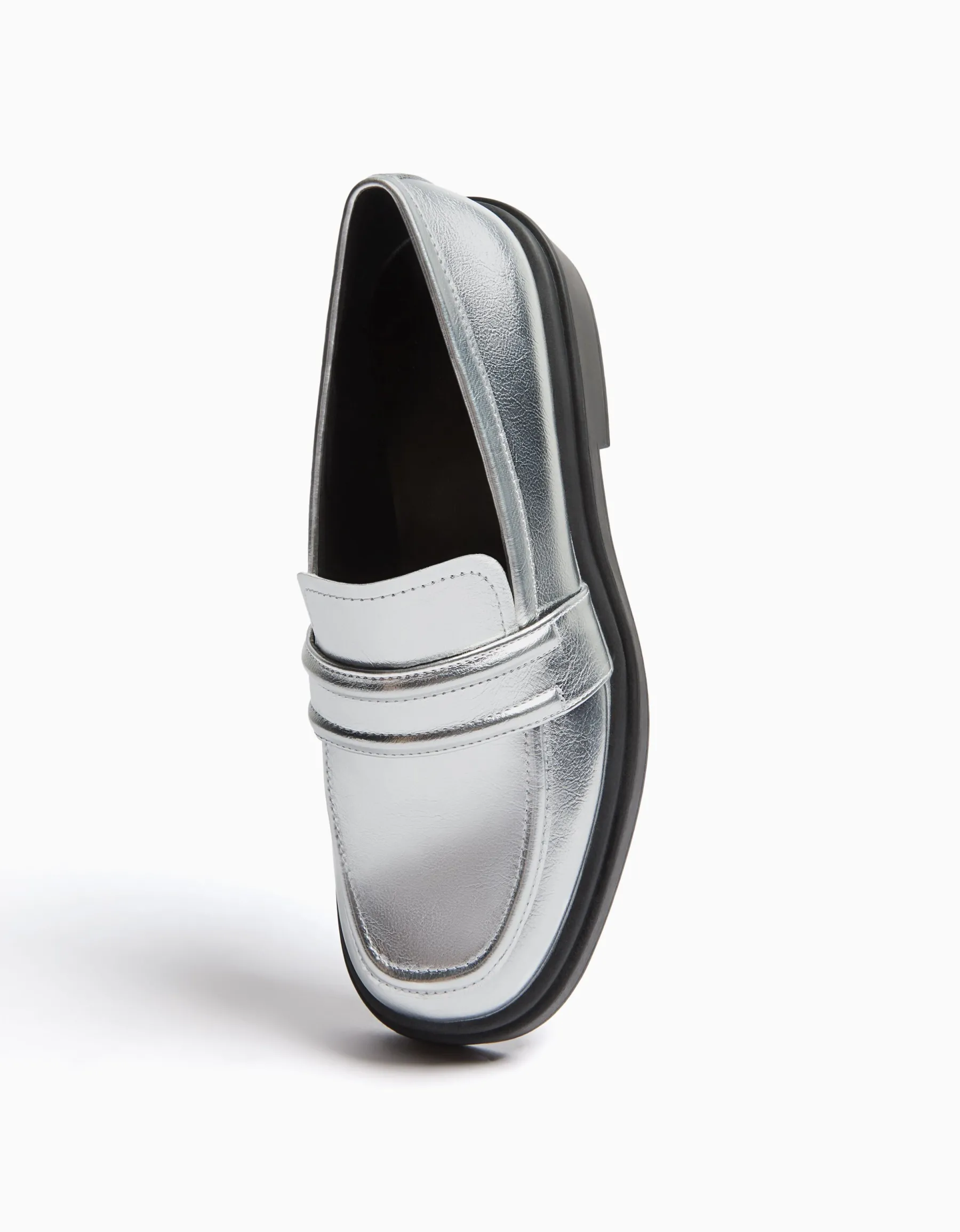 BERSHKA Mocassins métallisés Noir Cheap