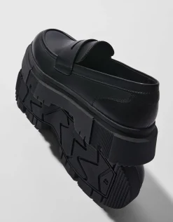 BERSHKA Mocassins semelle crantée homme Noir Store