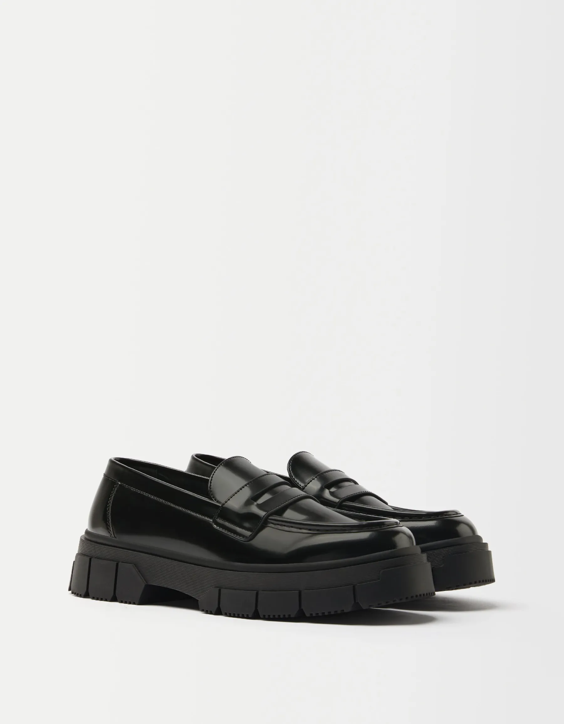 BERSHKA Mocassins semelle crantée homme Noir Discount