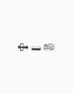 BERSHKA Pack 3 bagues nœud Argent Flash Sale
