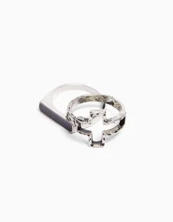 BERSHKA Pack 3 bagues nœud Argent Flash Sale