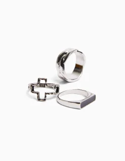 BERSHKA Pack 3 bagues nœud Argent Flash Sale
