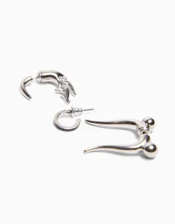 BERSHKA Pack 6 bijoux d’oreilles Argent Discount