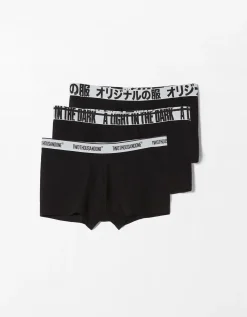 BERSHKA Pack 3 boxers lettering Noir Hot