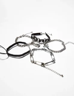 BERSHKA Pack 5 bracelets épingle à nourrice Noir Store