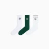 BERSHKA Pack 3 chaussettes brodées varsity Blanc Outlet