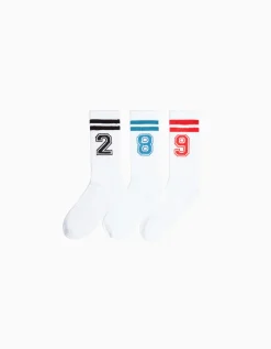 BERSHKA Pack 3 chaussettes chiffre Blanc Cheap