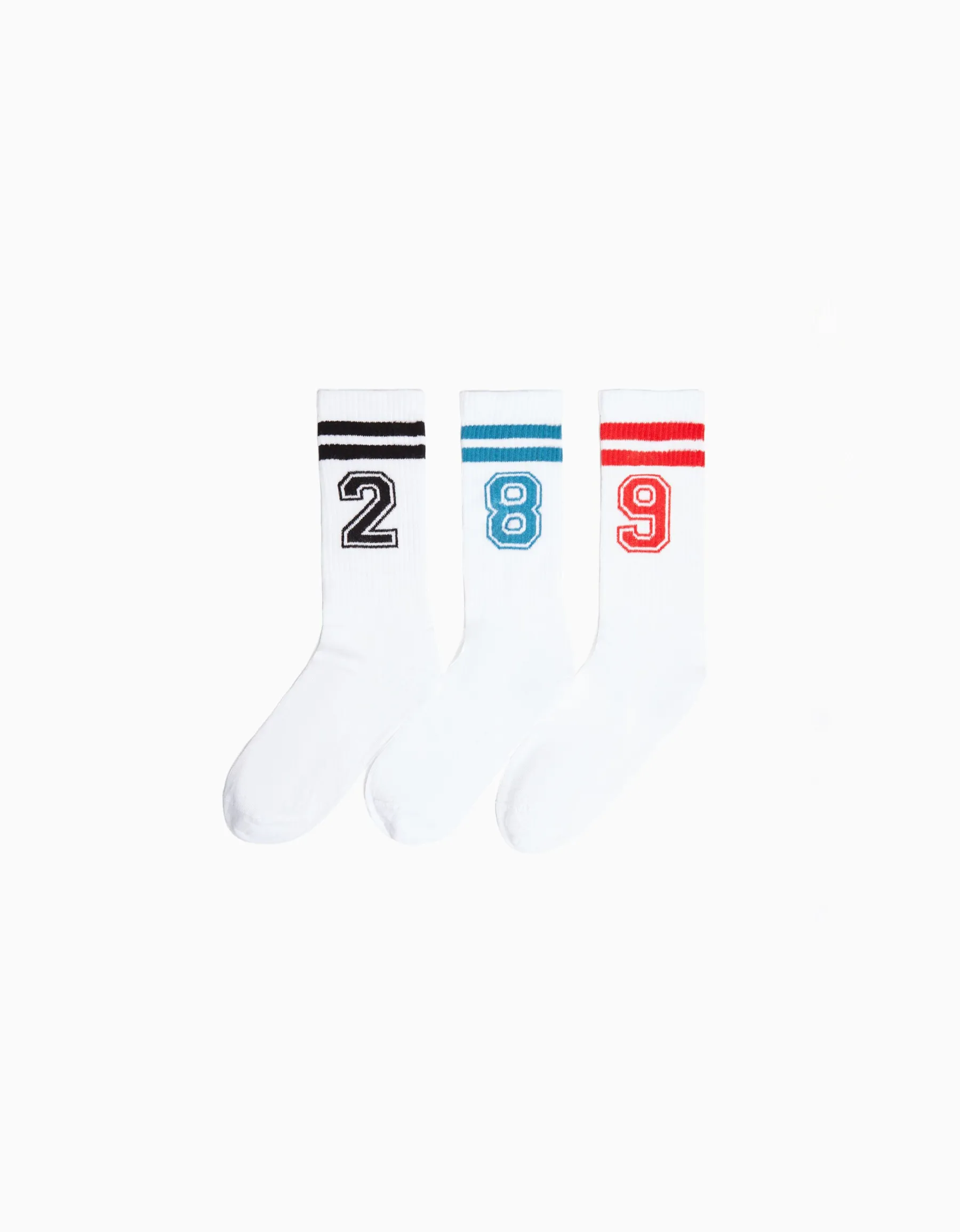 BERSHKA Pack 3 chaussettes chiffre Blanc Store