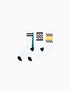 BERSHKA Pack 3 chaussettes imprimé damier Blanc Cheap