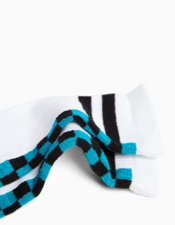 BERSHKA Pack 3 chaussettes imprimé damier Blanc Cheap