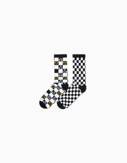 BERSHKA Pack 2 chaussettes imprimé damier Noir Cheap