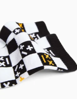 BERSHKA Pack 2 chaussettes imprimé damier Noir Cheap
