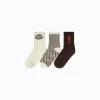 BERSHKA Pack 3 chaussettes papillon Marron Discount