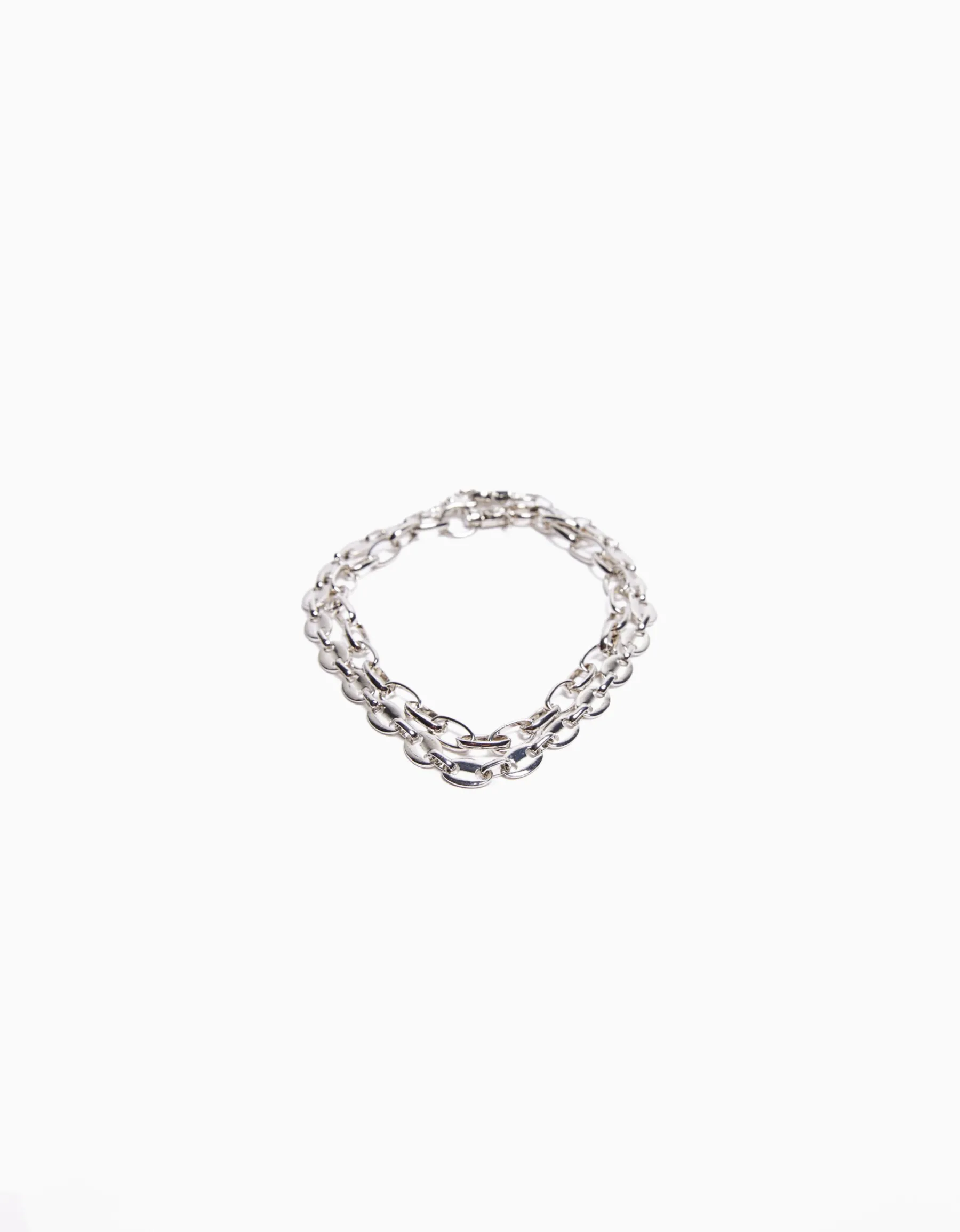 BERSHKA Pack 2 colliers à maillons Argent Hot