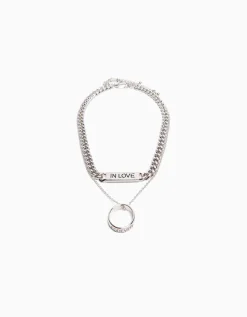 BERSHKA Pack 2 colliers bague Argent Shop