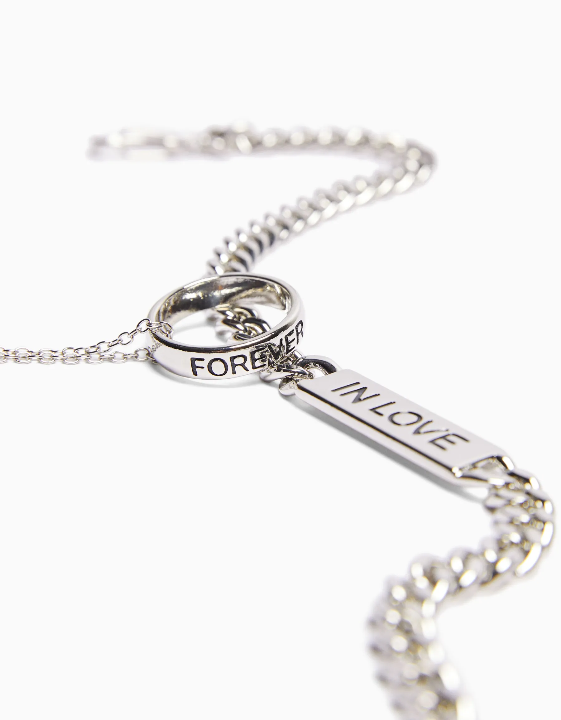 BERSHKA Pack 2 colliers bague Argent Shop