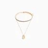 BERSHKA Pack 2 colliers ras du cou et chaîne charm Or Cheap