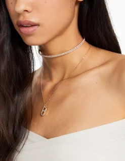 BERSHKA Pack 2 colliers ras du cou et chaîne charm Or Cheap
