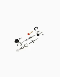 BERSHKA Pack 10 paires de boucles d’oreilles love Argent Best