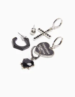 BERSHKA Pack 10 paires de boucles d’oreilles love Argent Best