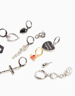 BERSHKA Pack 10 paires de boucles d’oreilles love Argent Best