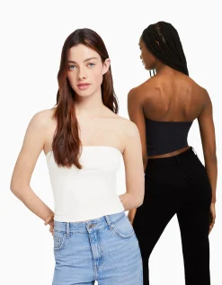 BERSHKA Pack 2 tops bandeau Multicouleur New