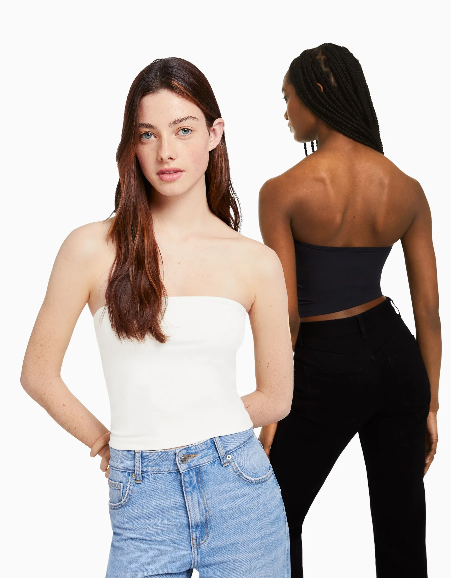 BERSHKA Pack 2 tops bandeau Multicouleur New