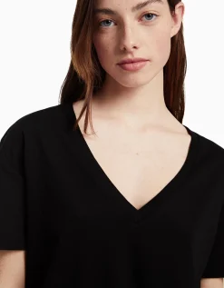BERSHKA Pack 2 T-shirts manches courtes col V regular fit Multicouleur Best