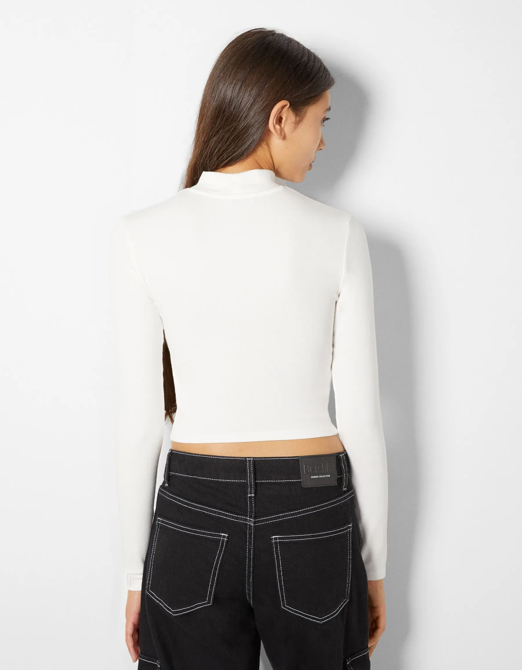 BERSHKA Pack 2 T-shirts manches longues col montant Multicouleur Discount